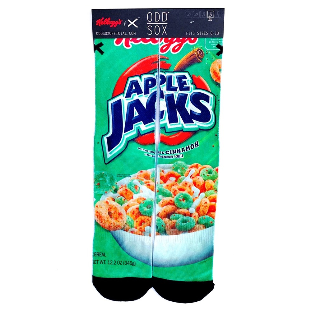 Odd Sox Apple Jacks Crew Socks Mens Womens Kelloggs Cereal Box Fun Novelty Gift